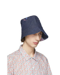 Engineered Garments Indigo Denim Floral Bucket Hat