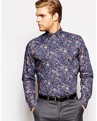 Ted Baker Shirt With Floral Print Navy