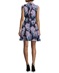 French Connection Floral Sleeveless V Neck Dress Nocturnal Multi