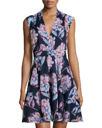 French Connection Floral Sleeveless V Neck Dress Nocturnal Multi