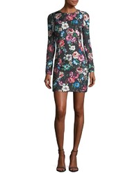 Black Halo Lively Long Sleeve Floral Printed Cocktail Dress