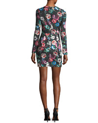 Black Halo Lively Long Sleeve Floral Printed Cocktail Dress