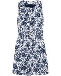 MICHAEL Michael Kors Michl Michl Kors Belted Floral Print Stretch Cotton Mini Dress Midnight Blue