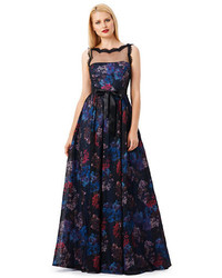 Adrianna Papell Abstract Floral Print Gown