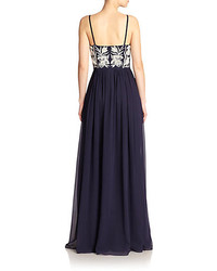 Badgley Mischka Floral Bead Top Gown