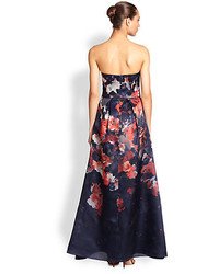Kay Unger Floral Strapless Gown