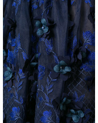 Marchesa Notte Floral Applique Layered Gown