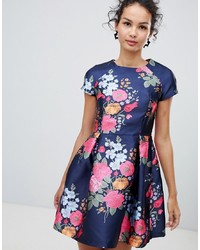QED London Cap Sleeve Fit And Flare Floral Dress