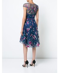 Marchesa Notte Embroidered Flared Dress