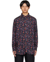 Navy Floral Flannel Long Sleeve Shirt