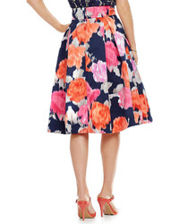 Eliza J Floral Pleated Midi Skirt