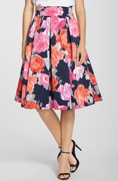 Eliza J Floral Print Faille Midi Skirt | Where to buy & how to wear