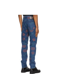 Opening Ceremony Blue Allover Roses Jeans