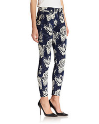 7 For All Mankind Floral Jacquard Ankle Skinny Jeans