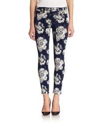 7 For All Mankind Floral Jacquard Ankle Skinny Jeans