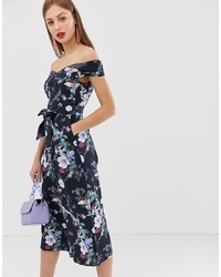 Oasis Bardot Jumpsuit In Floral Print