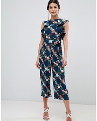 Oasis Fitzwilliam Collection Jumpsuit In Floral Print With Frill Shoulder
