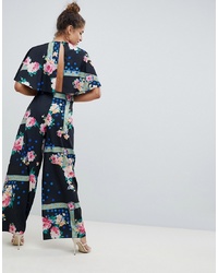 ASOS DESIGN Jumpsuit With Overlay And Wide Leg In Floral Print