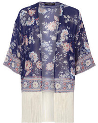 Dorothy Perkins Navy Floral Tassel Kimono
