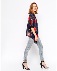 Iska Floral Kimono With Waterfall Front
