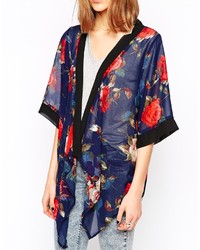 Iska Floral Kimono With Waterfall Front