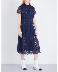 Sacai Floral Lace Classic Midi Dress