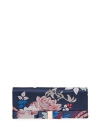 Navy Floral Leather Clutch