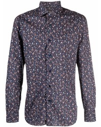 Barba Abstract Print Cutaway Collar Shirt