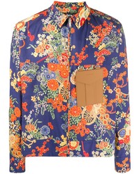 Palm Angels Blooming Print Zip Up Shirt