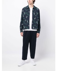 YMC Bowie Floral Print Zip Up Shirt