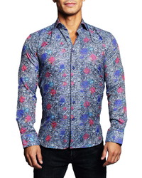 Maceoo Fibonacci Favour Blue Button Up Shirt