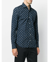 Barba Floral Embroidered Fitted Shirt