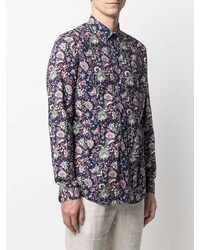 GREY DANIELE ALESSANDRINI Floral Print Cotton Shirt