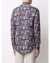 GREY DANIELE ALESSANDRINI Floral Print Cotton Shirt