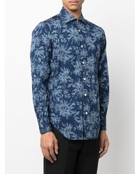 Kiton Floral Print Cotton Shirt