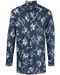 Kiton Floral Print Long Sleeve Cotton Shirt