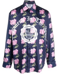 MSGM Floral Print Long Sleeve Shirt