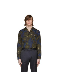 Dries Van Noten Khaki And Navy Floral Shirt