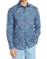Bugatchi Shaped Fit Floral Stretch Button Up Shirt