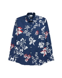 Bugatchi Shaped Fit Orchid Print Button Up Shirt