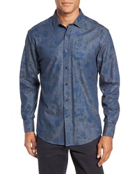 Vince Camuto Slim Fit Floral Chambray Sport Shirt