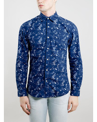 Topman Selected Homme Navy Floral Print Shirt