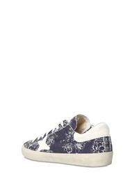 Floral Printed Cotton Canvas Sneakers