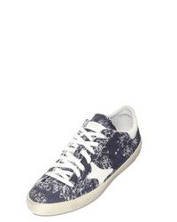 Floral Printed Cotton Canvas Sneakers