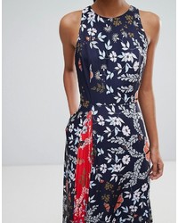 Ted Baker Contrast Floral Pleated Maxi Dress