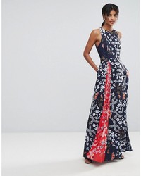 Ted Baker Contrast Floral Pleated Maxi Dress