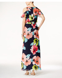 Vince Camuto Floral Print Cold Shoulder Maxi Dress