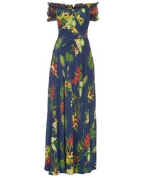 Isolda Carolina Tropical Print Silk Dress
