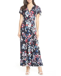 French Connection Linosa Floral Print Faux Wrap Maxi Dress
