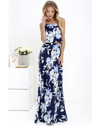 Chic Two-Piece Dress - Floral Print Dress - White Maxi Dress - Lulus